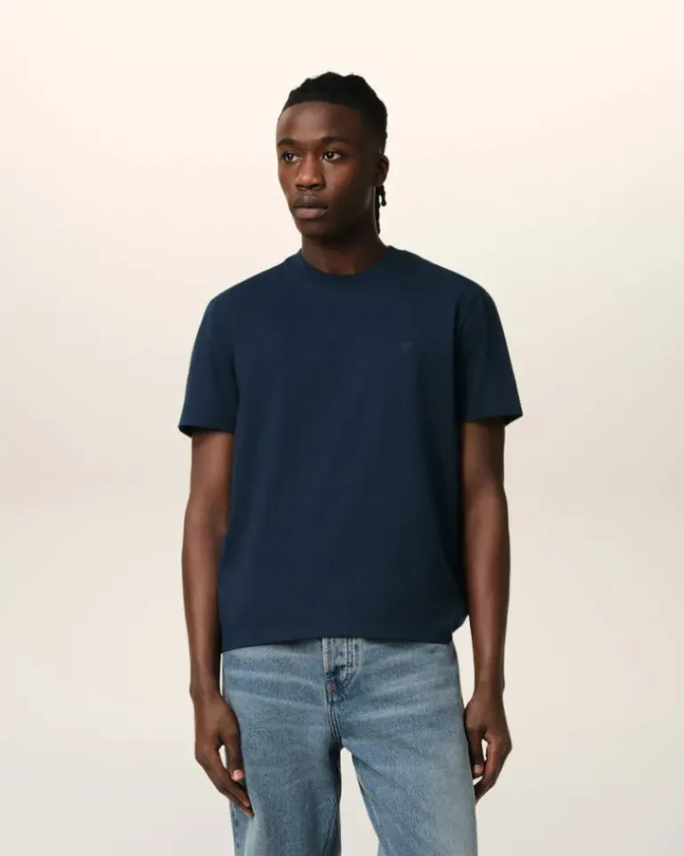 Ami Paris Navy Cotton Ami de Coeur T-Shirt NIGHT BLUE Fashion