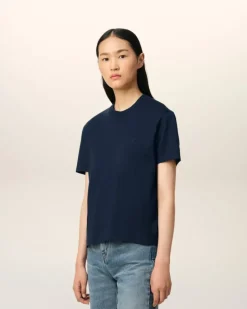 Ami Paris Navy Cotton Ami de Coeur T-Shirt NIGHT BLUE Fashion