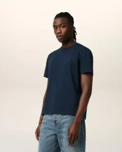 Ami Paris Navy Cotton Ami de Coeur T-Shirt NIGHT BLUE Fashion