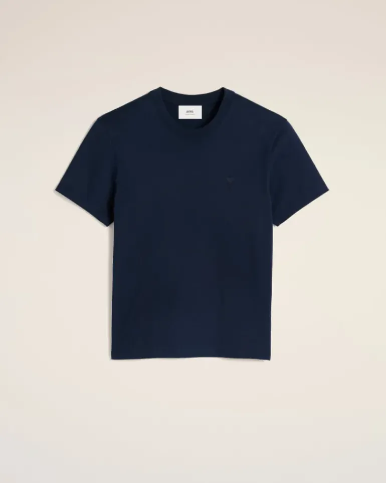 Ami Paris Navy Cotton Ami de Coeur T-Shirt NIGHT BLUE Fashion