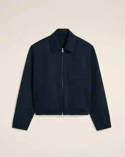 Ami Paris Navy Cotton Ami de Coeur Zipped Jacket NAVY BLUE Cheap