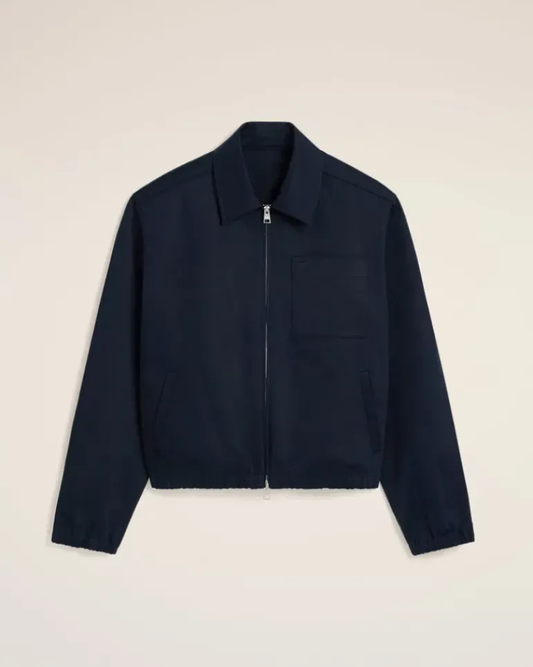 Ami Paris Navy Cotton Ami de Coeur Zipped Jacket NAVY BLUE Cheap