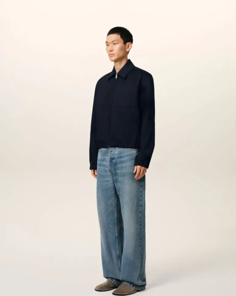 Ami Paris Navy Cotton Ami de Coeur Zipped Jacket NAVY BLUE Cheap