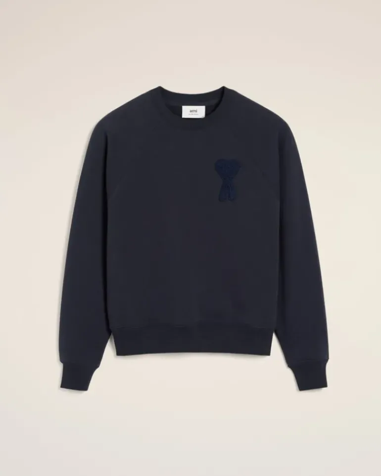 Ami Paris Navy Cotton Ami de Coeur Patch Sweatshirt NAVY BLUE Outlet