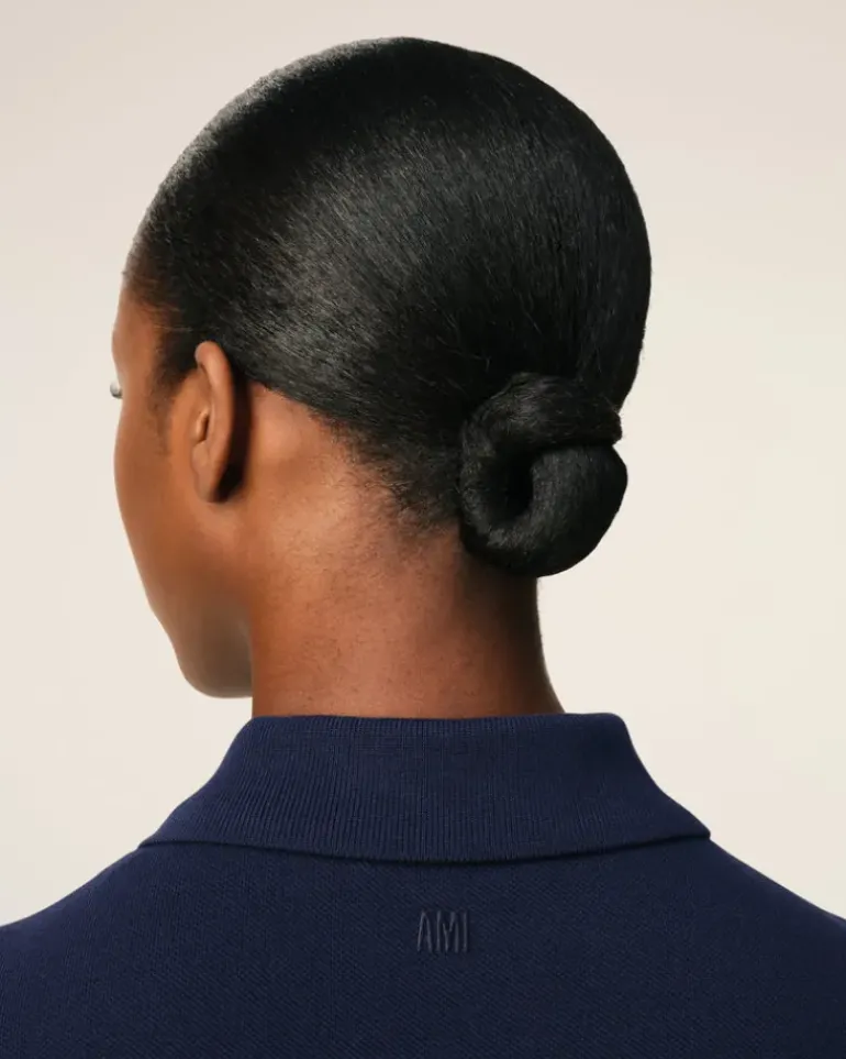 Ami Paris Navy Cotton Ami de Coeur Polo Shirt NIGHT BLUE Online