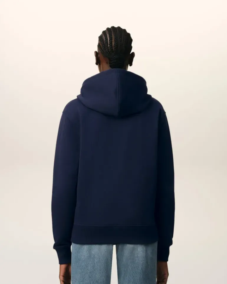 Ami Paris Navy Cotton Ami de Coeur Zipped Hoodie NIGHT BLUE Outlet