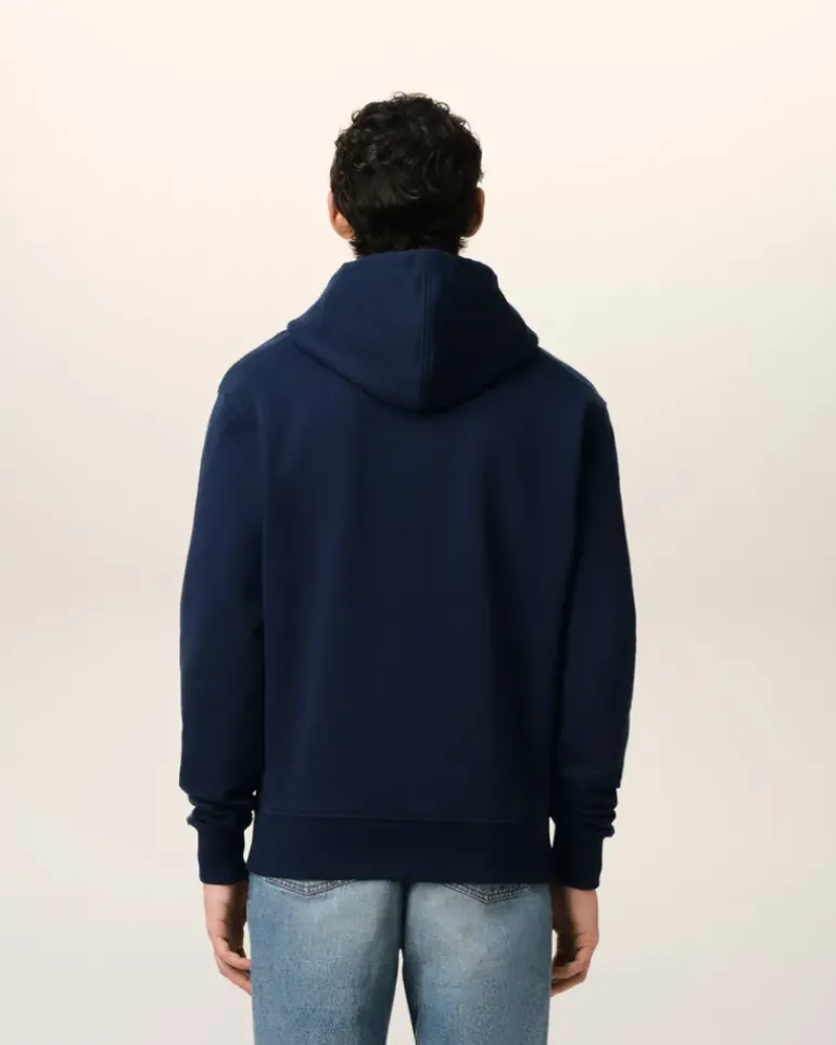 Ami Paris Navy Cotton Ami de Coeur Zipped Hoodie NIGHT BLUE Outlet
