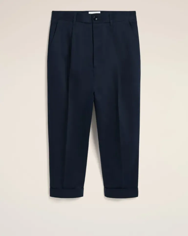Ami Paris Navy Cotton Carrot Oversized Trousers NAVY BLUE Online