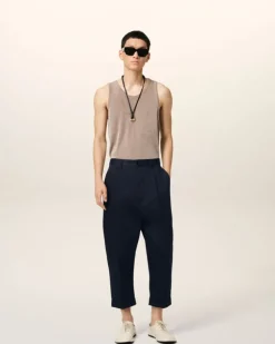 Ami Paris Navy Cotton Carrot Oversized Trousers NAVY BLUE Online