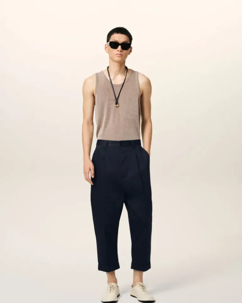 Ami Paris Navy Cotton Carrot Oversized Trousers NAVY BLUE Online