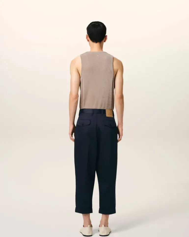 Ami Paris Navy Cotton Carrot Oversized Trousers NAVY BLUE Online