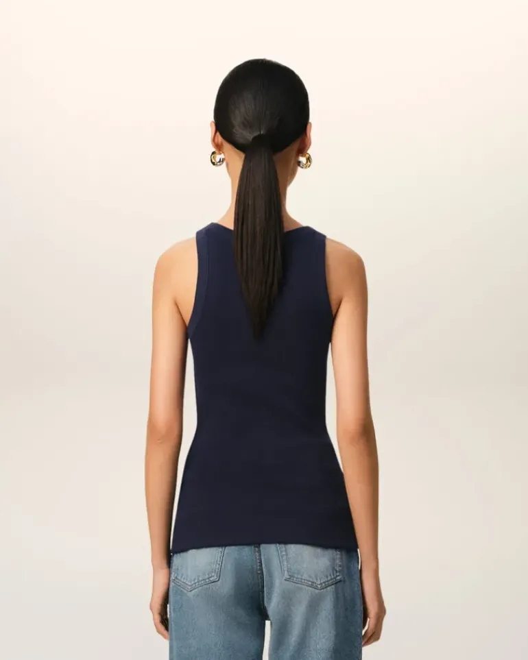Ami Paris Navy Cotton Rib Ami de Coeur Tanktop NIGHT BLUE Fashion