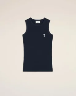 Ami Paris Navy Cotton Rib Ami de Coeur Tanktop NIGHT BLUE Best