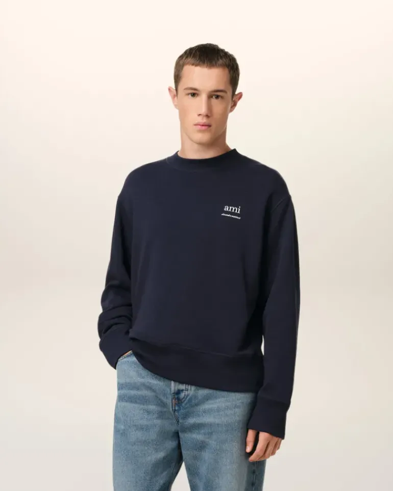 Ami Paris Navy Cotton Sweatshirt NAVY BLUE Shop