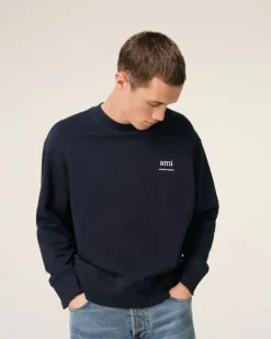 Ami Paris Navy Cotton Sweatshirt NAVY BLUE Shop