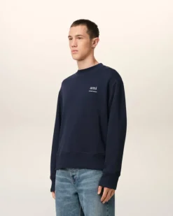 Ami Paris Navy Cotton Sweatshirt NAVY BLUE Shop