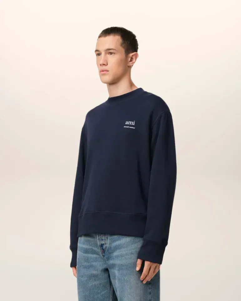 Ami Paris Navy Cotton Sweatshirt NAVY BLUE Shop
