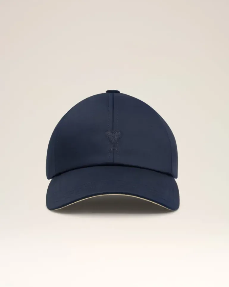 Ami Paris Navy Cotton Tonal Ami de Coeur Embroidery Cap NAVY BLUE/GINGER Discount