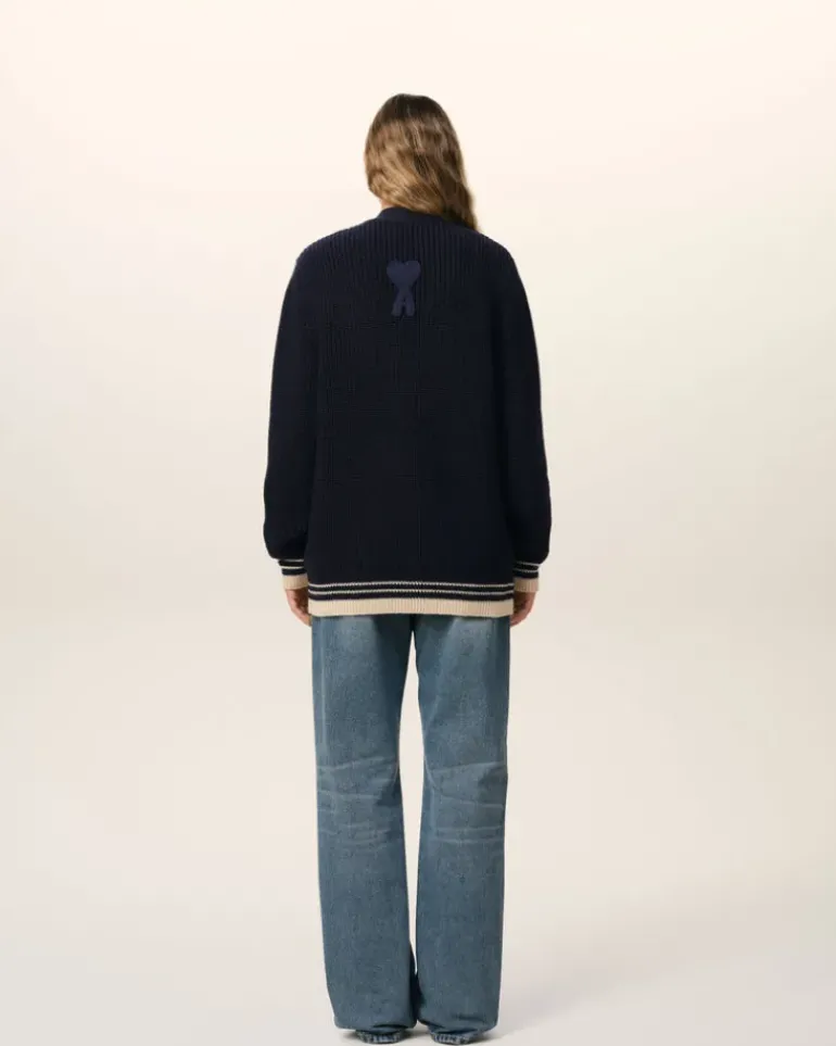 Ami Paris Navy Wool Ribbed Sweater NAVY BLUE Cheap
