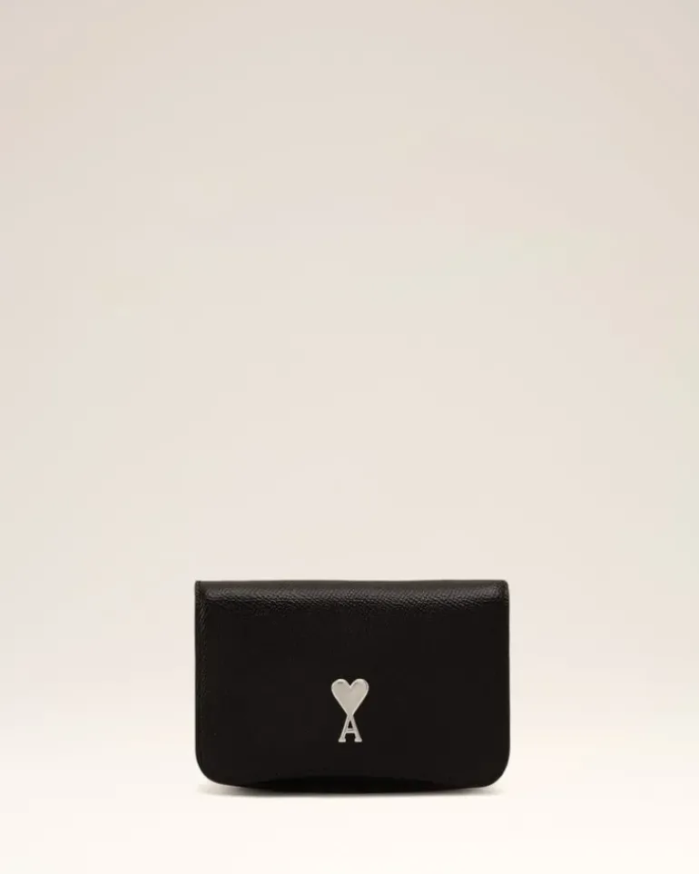 Ami Paris Paris Paris Strap Card Holder BLACK/VIBRATED SILVER New