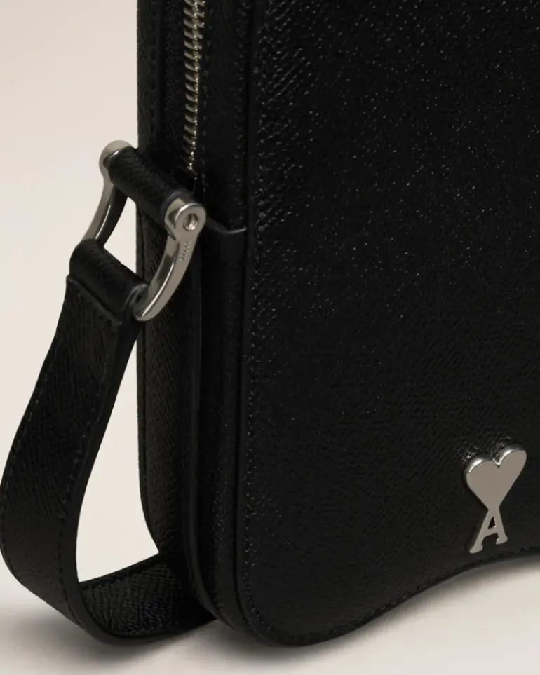 Ami Paris Paris Paris Vertical Camera Bag BLACK/VIBRATED SILVER Shop
