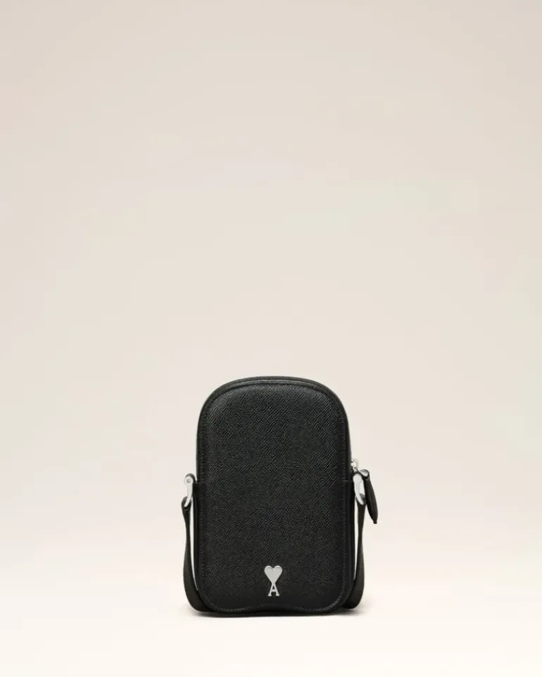 Ami Paris Paris Paris Vertical Camera Bag BLACK/VIBRATED SILVER Shop
