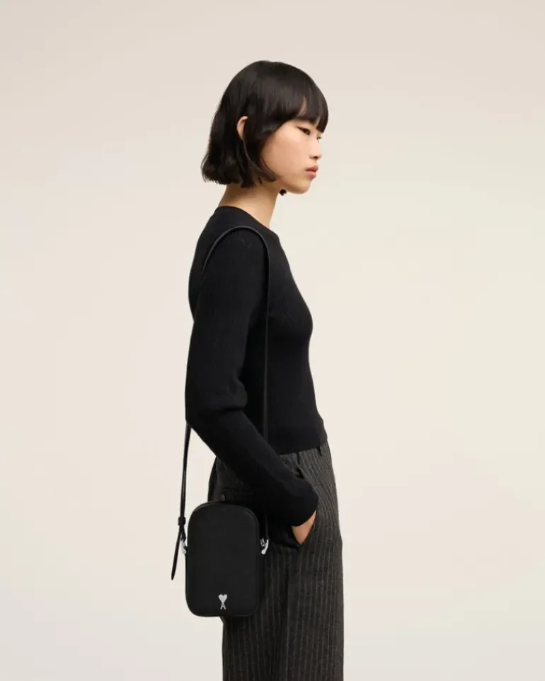 Ami Paris Paris Paris Vertical Camera Bag BLACK/VIBRATED SILVER Shop