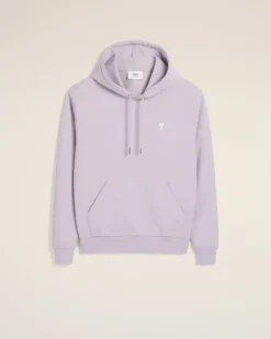 Ami Paris Purple Cotton Ami de Coeur Hoodie LILAC Discount