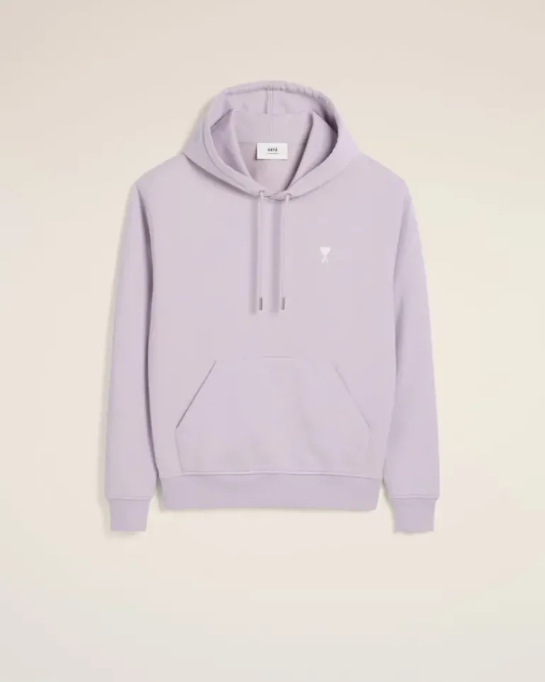 Ami Paris Purple Cotton Ami de Coeur Hoodie LILAC Discount