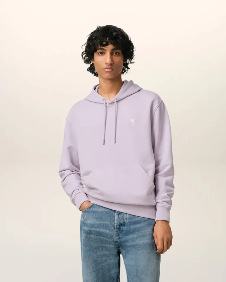 Ami Paris Purple Cotton Ami de Coeur Hoodie LILAC Discount
