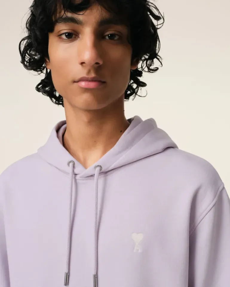 Ami Paris Purple Cotton Ami de Coeur Hoodie LILAC Discount