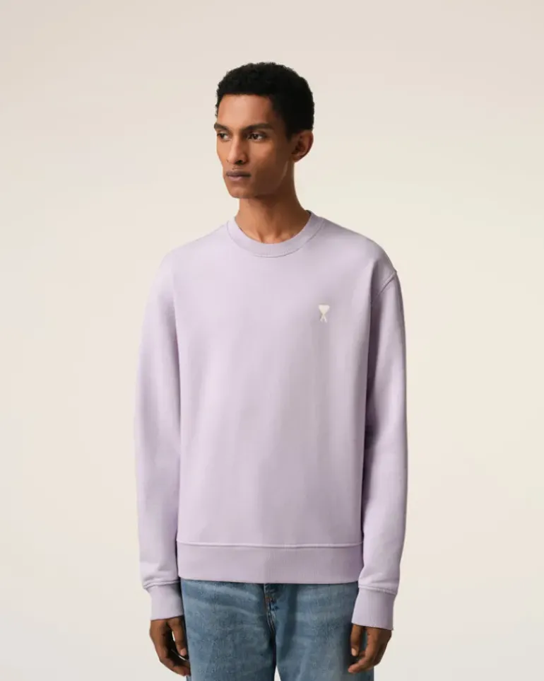 Ami Paris Purple Cotton Ami de Coeur Sweatshirt LILAC Flash Sale