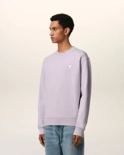Ami Paris Purple Cotton Ami de Coeur Sweatshirt LILAC Flash Sale