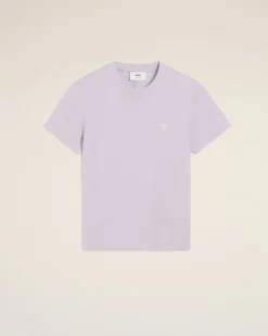 Ami Paris Purple Cotton Ami de Coeur T-Shirt LILAC Cheap