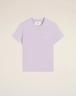 Ami Paris Purple Cotton Cropped T-Shirt LILAC Fashion