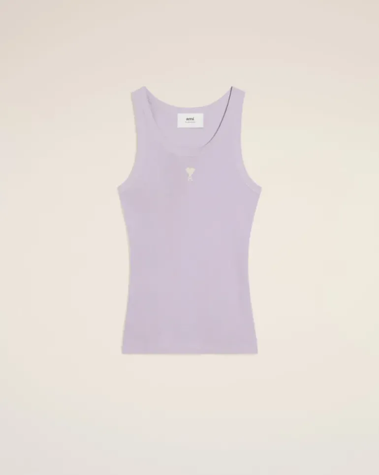 Ami Paris Purple Cotton Rib Ami de Coeur Tanktop LILAC Shop