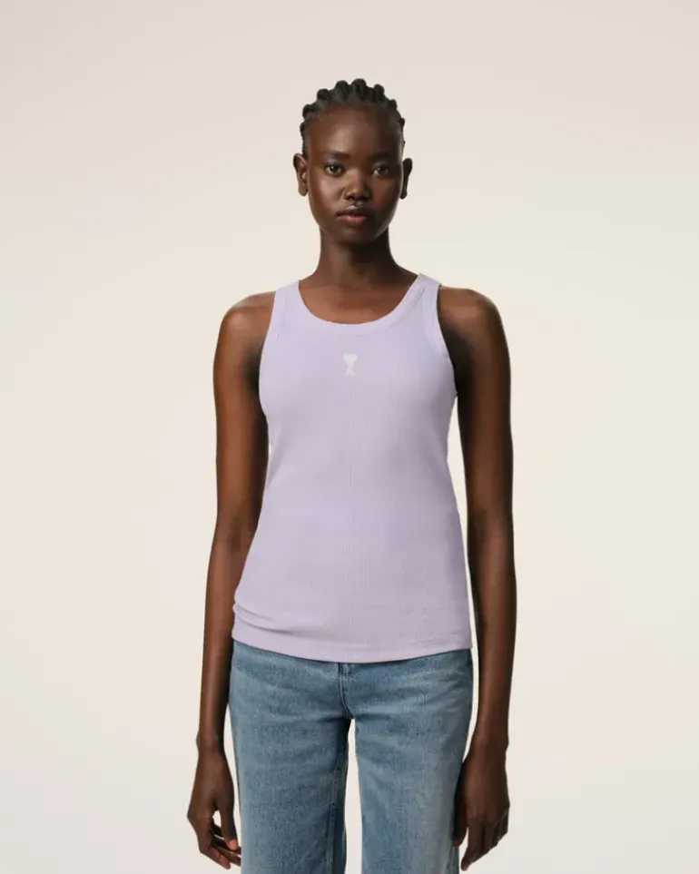 Ami Paris Purple Cotton Rib Ami de Coeur Tanktop LILAC Shop
