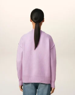 Ami Paris Purple Wool Ami de Coeur Cardigan LILAC/OFF WHITE Online