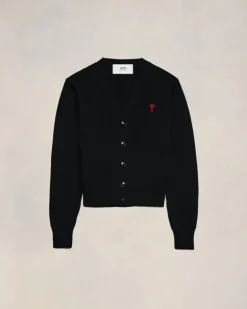 Ami Paris Red Ami de Coeur Cardigan BLACK Outlet