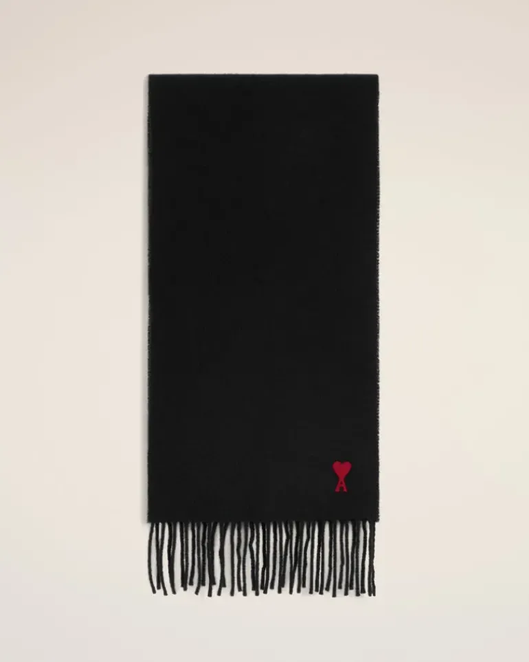Ami Paris Red Ami de Coeur Scarf BLACK Cheap