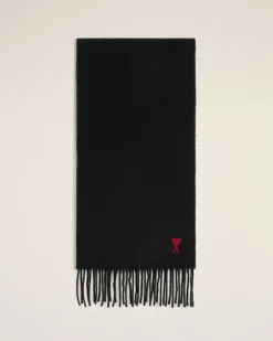 Ami Paris Red Ami de Coeur Scarf BLACK Cheap