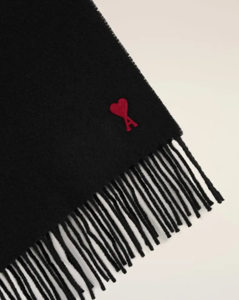 Ami Paris Red Ami de Coeur Scarf BLACK Cheap