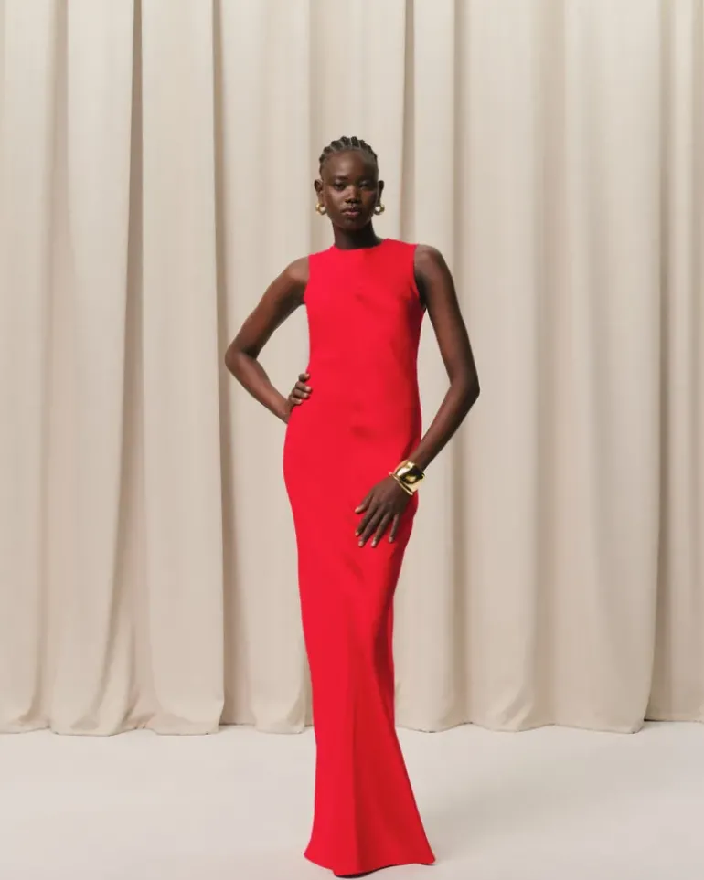 Ami Paris Red Long Straight Dress POPPY Store
