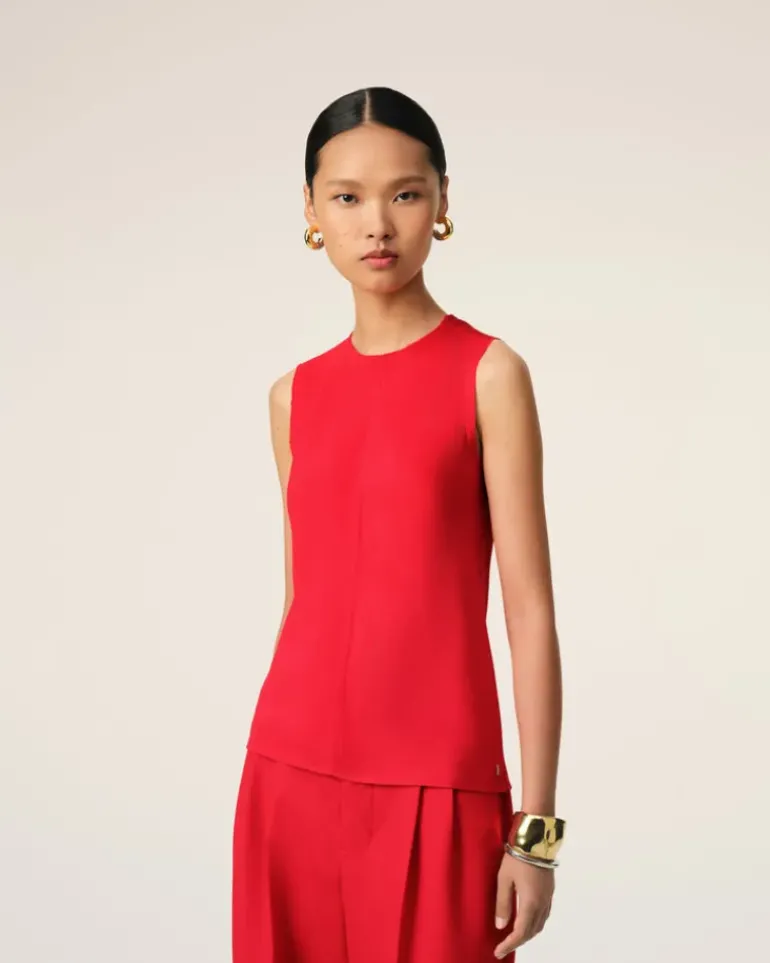 Ami Paris Red Sleeveless Top POPPY Best