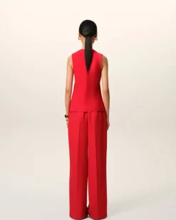 Ami Paris Red Sleeveless Top POPPY Best