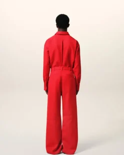 Ami Paris Red Wool Cargo Trousers POPPY Online