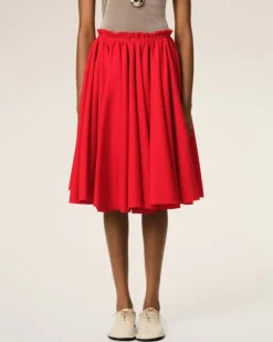 Ami Paris Red Wool Skirt With Godets POPPY Cheap