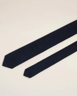 Ami Paris Silk Grenadine Tie NAVY BLUE Shop