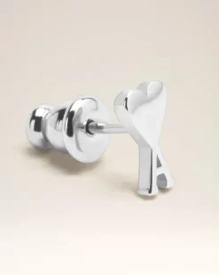 Ami Paris Brass Ami de Coeur Studs SILVER Clearance