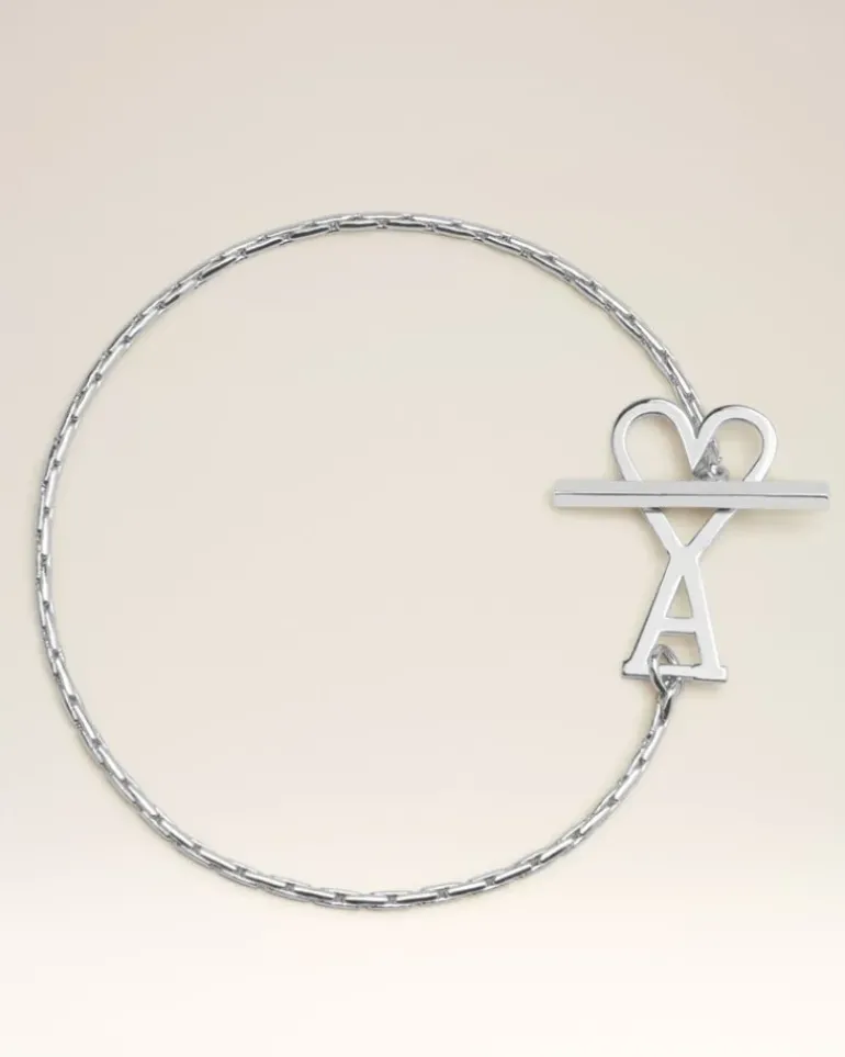 Ami Paris Brass Ami de Coeur Chain Bracelet SILVER Best Sale
